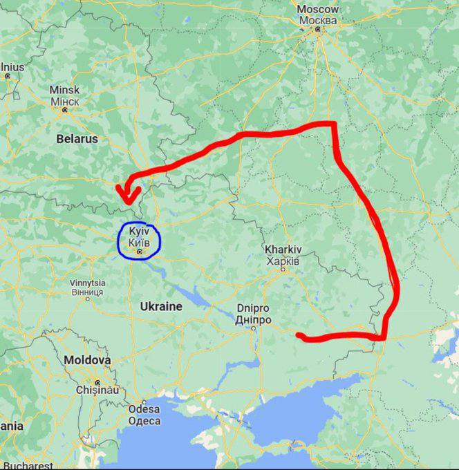 Расстояние до границы с украиной по прямой