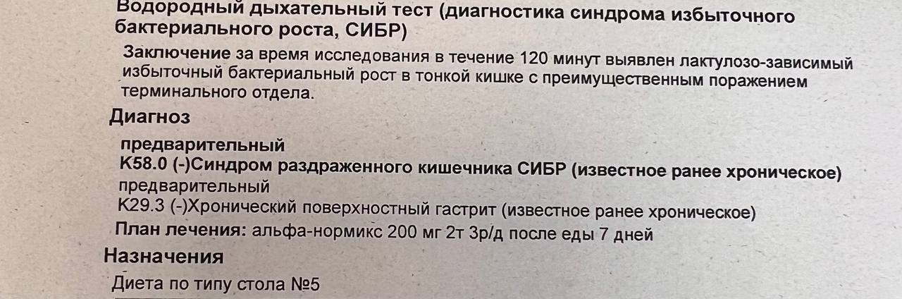 Синдром избыточного бактериального роста в кишечнике диета. Водородно-метановый дыхательный тест на СИБР Результаты.