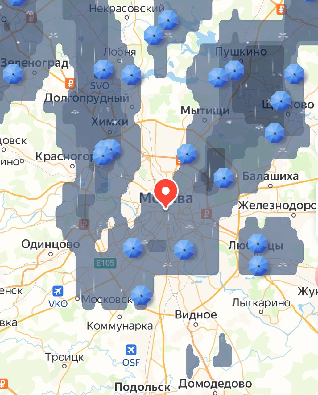 Карта дождя в москве сегодня