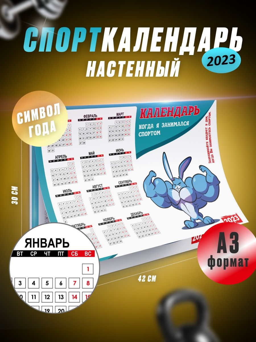 Спорт календарь 2025 год Магнит с календарём спорт сила MF-0011632-004 купить по выгодной цене в инте